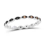 14k White Gold Round Brown Diamond Band Ring 1/10 Cttw