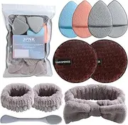 JPNK Brown Face Sponges Cleansing Exfoliating Facial Sponges and Makeup Remover Pads Set Gentle Reusable Face Scrubber Pads Glove Bath Puff for Washing Face