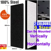 Steel Metal Peg Board pegboard Hook Panel Shed Garage Wall Workshop White Black