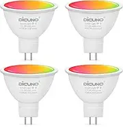 DiCUNO GU5.3 Smart Bulb, MR16 Smart WiFi LED Light, 12V, 5W 400LM, Compatible with Alexa and Google Assistant, Colour Changing Light Bulb, Dimmable LED, (4 Pack)