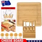 Bamboo Cutting Board & Knife Set Large Charcuterie Platter W/ Slide Out Drawer
