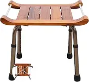 Shower Stool，Shower Chairs and Benches Teak, Shower Stool with Arms for Inside Shower Adjustable Height Bath Seat Stools Bench with Antiskid Feets for Elderly, Holds Weight Up to 300 Lbs