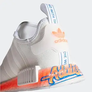 【現貨】ADIDAS ORIGINALS NMD_R1 女鞋 休閒 塗鴉 襪套 白 橘 藍【運動世界】FV7852