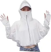 [BESPORTBLE] Sunscreen Jacket Outfit Sun Screen Cloak Sunscreen Hooded Clothing Sun Protection Clothing White