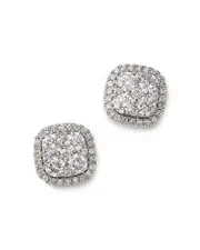 Bloomingdale's Fine Collection Diamond Halo Cluster Stud Earrings in 14K White Gold, 1.50 tcw