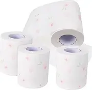 FOMIYES Flower Patterned Toilet Paper Rolls Sakura Bath Tissues 4 Rolls Soft Absorbent and Decorative for Bathroom
