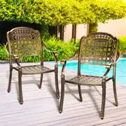 Livsip Outdoor Setting Dining Chairs Set of 2 Bistro Set Cast Aluminum Patio Garden Furniture