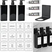 OTTYMO Soap Dispenser for Shower, 3 Pieces Soap Dispenser Wall Mounting Set Plastic Soap Dispenser Wall Mount Soap Dispenser Shower No Drilling Black 500 ml Soap Dispenser for Shower Gel Lotion