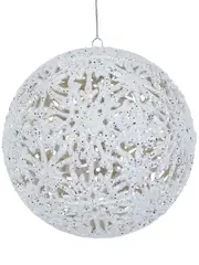 White Hollow Snowflakes Bauble Glittered Silver Hanging Decoration - 14cm