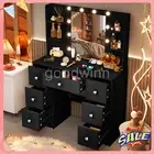 Modern Vanity Dressing Table with LED Dimmable Mirror Makeup Desk 7 Drawers AU