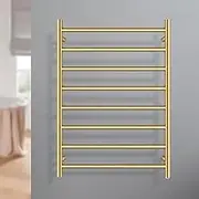 ACA Trading Heated Towel Rail Round 8 Bars 82x60cm Electric Towel Warmer Rail Shelf Wall Mounted Stainless Steel Heated Towel Rack Holder for Bathroom IP55 SAA(Brushed Yellow Gold)