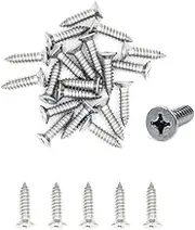 500X NUZAMAS 6G*25 304 Stainless Steel Self-Tapping Screws Cross Flat Countersunk Head Miniature Wood Screw (ST3.5 * 25)