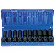 10 Pc. 3/8" Drive 6 Point Metric Deep Universal Socket Set GRY-1210UMD New!