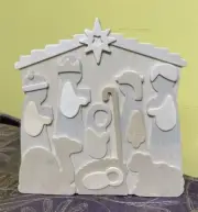 unfinished wood Silent Night music box Christmas craft nativity