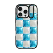 iPhone 16 Pro Impact Ring Stand Case MagSafe Compatible Balloon Checkers - Sky Blue