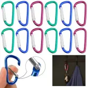 12 Pc Aluminum D Ring Carabiners Grocery Bag Holder Handle Stroller Hooks Colors