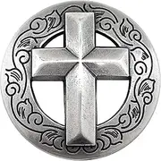 Western Leathercraft Saddle Headstall Art Belt Biker Tack Cross Concho Screwback Conchos, Antique/Pack of 5 PCS