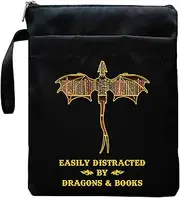 Romantasy Dark Academia Dragons Book Sleeve, Fantasy Novel Reader Gift, Bookish Gifts, Book Inspired Gift, Paperback Book Protector Book Cover Dragons Lovers Book Gifts (Dragons Book-Black)