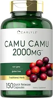 Camu Camu Capsules 2000mg | 200 Count | with Vitamin C | Non-GMO, Gluten Free | by Carlyle