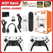 Wireless 4K HDMI TV Game Stick Console 40000+ Built-in Games 2 Wireless Gamepad