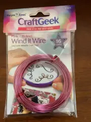WIND IT CRAFT GEEK WIRE..LOT OF 3..PINK-BLUE-SILVER-16 GAUGE--16 FEET