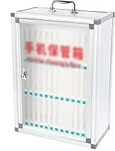 Portable Handle, Key Lock Wall-Mounted Cell Phones Storage Cabinet Cell Phone Cabinet Silver Storage Locker Box (Size : 48 Slots)