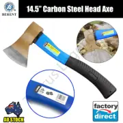 365mm Carbon Steel Garden Axe Camping Hatchet Anti Rust Head Fibreglass Handle