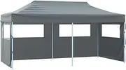 vidaXL Professional Folding Party Tent with 4 Sidewalls, 3x6m, Outdoor Canopy with UV-Resistant Roof, Anthracite, Steel Frame, Perfect for Events and Camping