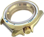 1pc 40mm Case NH35 Case SKX007 SKX009 Screw in Crown Inlaid with Stainless Steel Plane Glass Case Fit NH35/NH36 Movement(Golden)