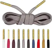 [Loop King Laces] 1 Pair Luxury Flat Waxed Shoe Laces with Gold Tips