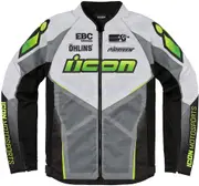 Icon Hooligan U-Bolt, textile jacket , color: Black/Grey/Light Grey/Neon-Green , size: S