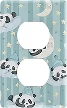 Cute Cartoon Pandas Moon Strips Decorative single switch wall plate unique wall plates for light switches tapa para switch de luz 4.53" x 2.76" Toggle Switch