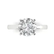 White Gold Solitaire Anniversary Ring, 3 ct Round Cut Simulated Diamond