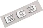 NPZPTFVFNR 3D ABS Glossy Black Chrome Letters for Car Rear Trunk E63 Emblem Badge Logo Fit for Mercedes E63 AMG W212 W213 Sticker Accessories(Chrome Silver)