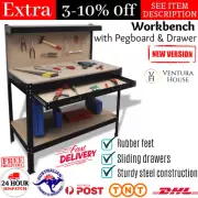 Heavy Duty Steel Workbench Pegboard Hooks Large Drawer Garage Tool Storage Shelf