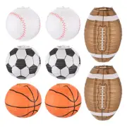 8Pcs 12in Sports Theme Paper Lantern Set, Multicolored