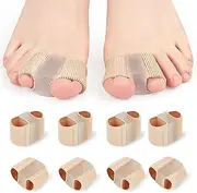 Calkkrer 8 Piece Toe Separator for Hallux Valgus, Silicone Toe Correctors with 2 Loops, Effective Correction for Hallux Valgus (Large and Small Sizes)