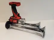 Milwaukee M18 Impact Air Horn, Train Horn Compressor, Brass Chrome Trumpets 14"