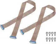uxcell 2 Pcs IDC Rainbow Wire Flat Ribbon Cable DB37 Male to DB37 Female 39 Inch Length 2.54mm Pitch Breadboard Jumper Wires for Electronic Projects