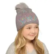 Girls Bertie & Bo Sequin Hat With Fur Pom GL1020