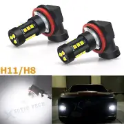 2x 6000K Xenon White H11 H8 H9 15-SMD LED Bulbs For Fog Driving Light DRL 80W (for: Mitsubishi)
