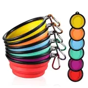 Collapsible Dog Bowl Travel Portable Dog Bowl(12oz) 6 Pack-12oz-Black Rimmed