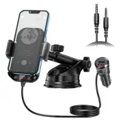 3IN1 Bluetooth Car Adapter- 5.3 FM Bluetooth Transmitter Phone Holder, [QC3.0...