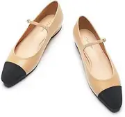 [C.Paravano] C. Paravano Women's Mary Jane Flats - Square Toe Bowknot Ballet Flats with Adjustable Strap, Comfortable Flats for Women, Office Work, Casual Walking and Dressy Occasions