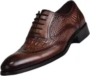 [Generic] Men's Dress Shoes Slip-on Mens Shoes Alligator Vintage Male Leather Shoes New Oxford Shoe Fashion(7.5 US)