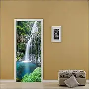 Door Stickers Self-Adhesive Landscape Waterfall Art Door Sticker Home Decoration Door Cover Wall Sticker Mural Porch(77x200cm)