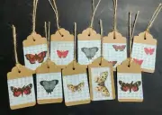 Set of 10 - Butterfly Gift Tags - Handmade | Scrap Junk Journal Collage Ephemera