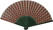 [大西賢製販] Ken Onishi 55-110 Men's Folding Fan (Lone Chiffon Fabric), Houndstooth Lattice/Engine, 8.7 inches (22 cm)
