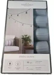 Threshhold In/Outdoor Patio String Lights Sky Blue Ribbed Covers 10 lights 9'