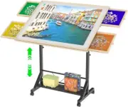 360° Tilting Jigsaw Puzzle Table with Legs Rolling Puzzle Table Adjustable Heigh